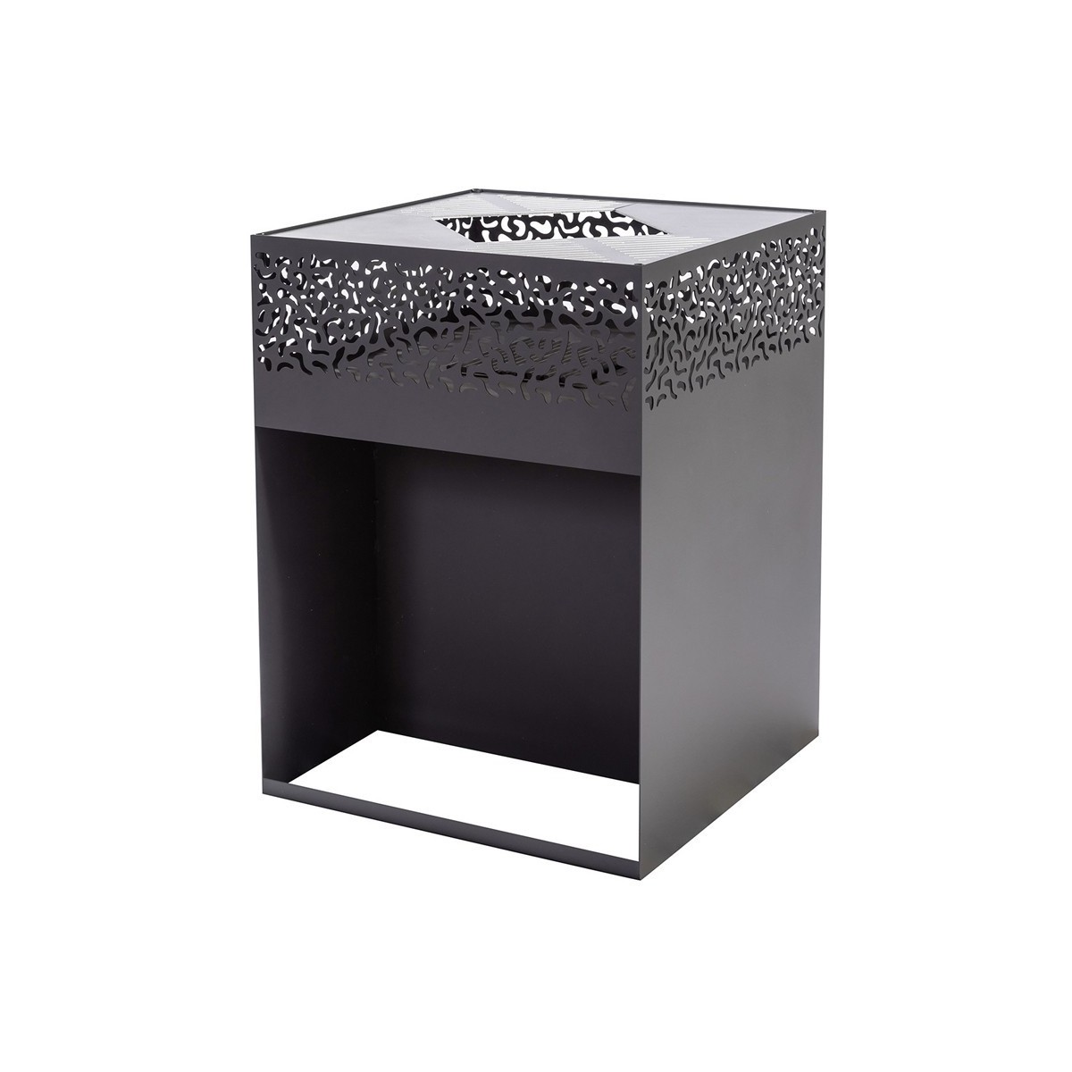 Brasero Cube Feu du Jardin Noir avec Barbecue et Plancha Brasero Cube Feu du Jardin Noir avec Barbecue et Plancha